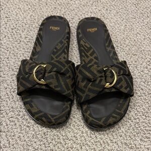 Fendi FF Jacquard Flat Slides